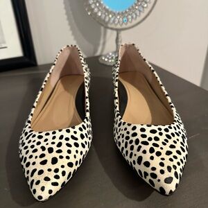 Vionic Lenaspot White and Black Animal Print Flat Pointy toe Shoes Size8